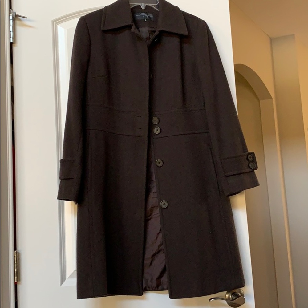 Gaspare Ferrara Dark Brown Wool Pea Coat